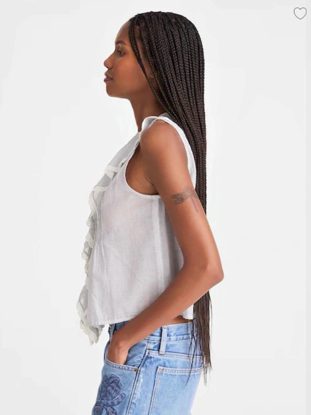Madewell The Blaire Sleeveless Top Blue White Micro Stripe Sz M NWT $88 - Picture 3 of 10